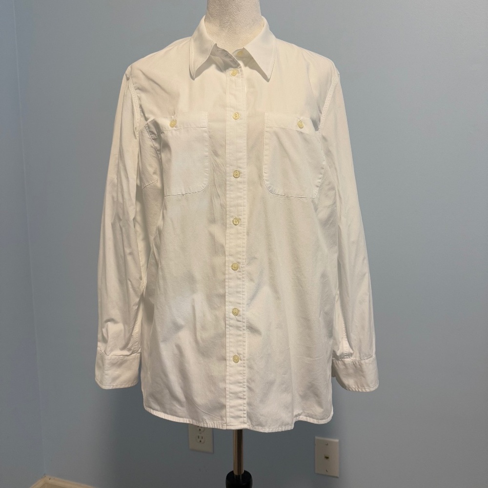LRL Lauren Jeans Co.Ralph Lauren Women’s Long Sleeve White Cotton Blouse Size 1X